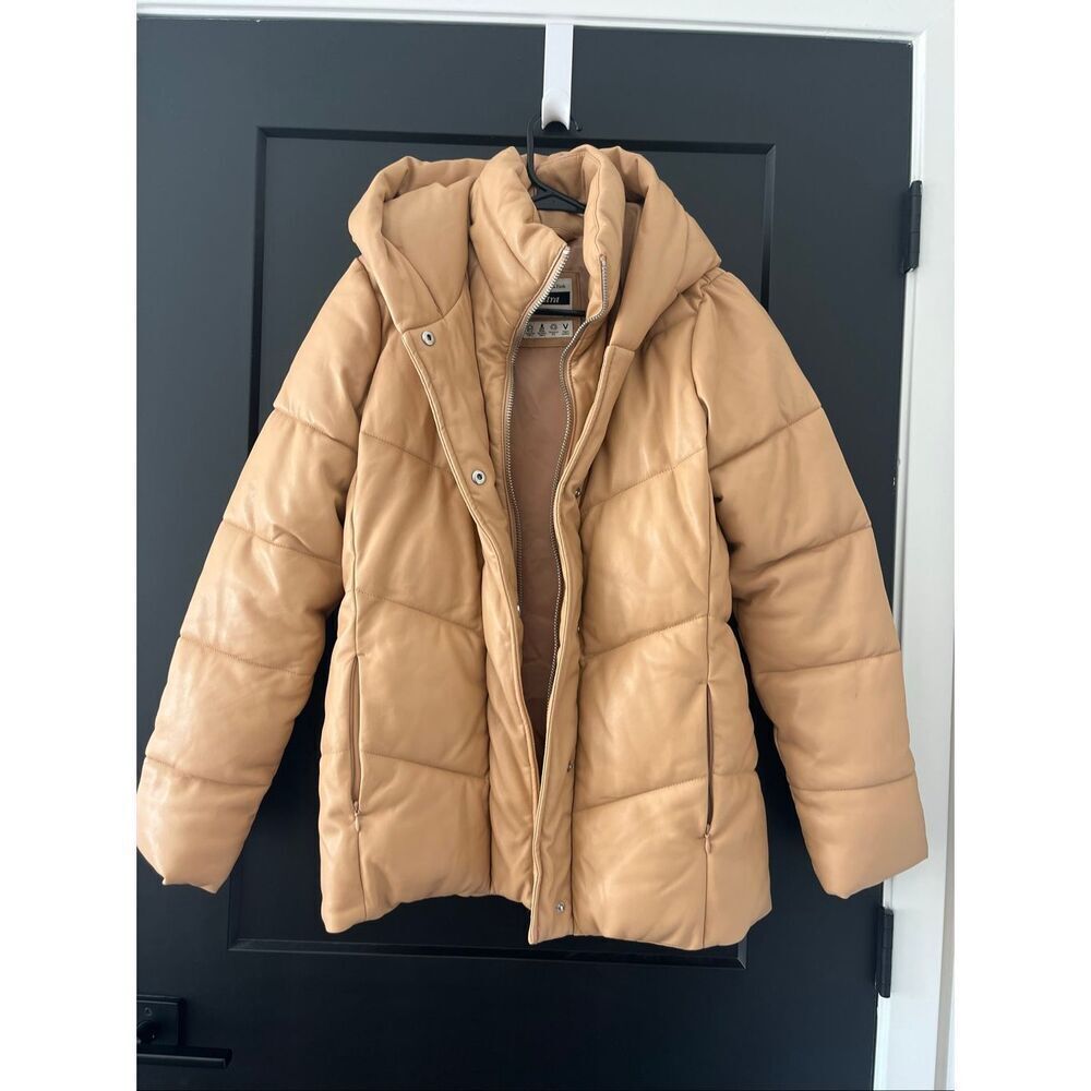 Abercrombie & Fitch Vegan Leather Puffer Coat Size S - Picture 5 of 10